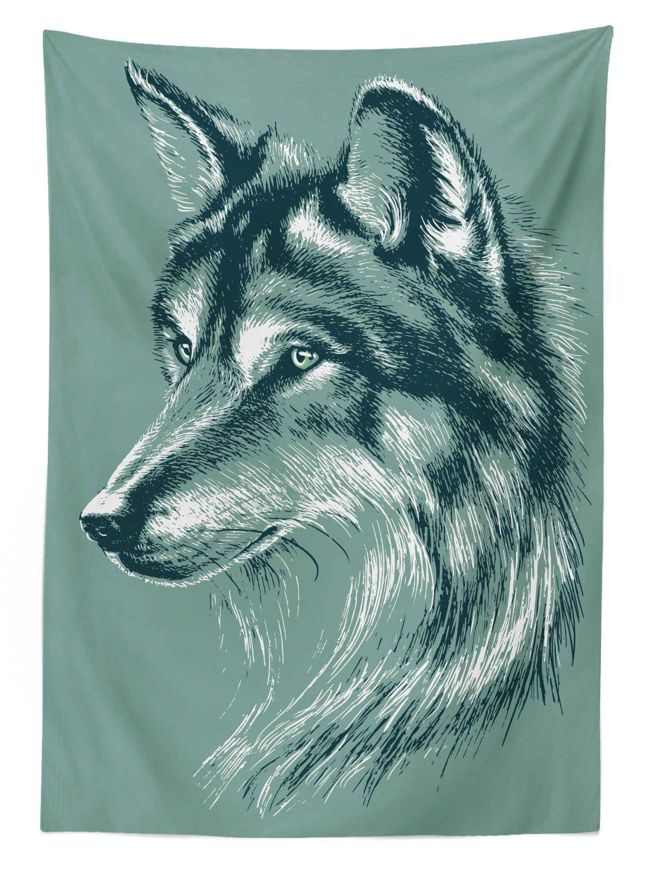 Wilder Wolf Bereich Bild geeignet Exotische Für Farbfest Klare Außen den Farben, Abakuhaus Waschbar Tischdecke Tier