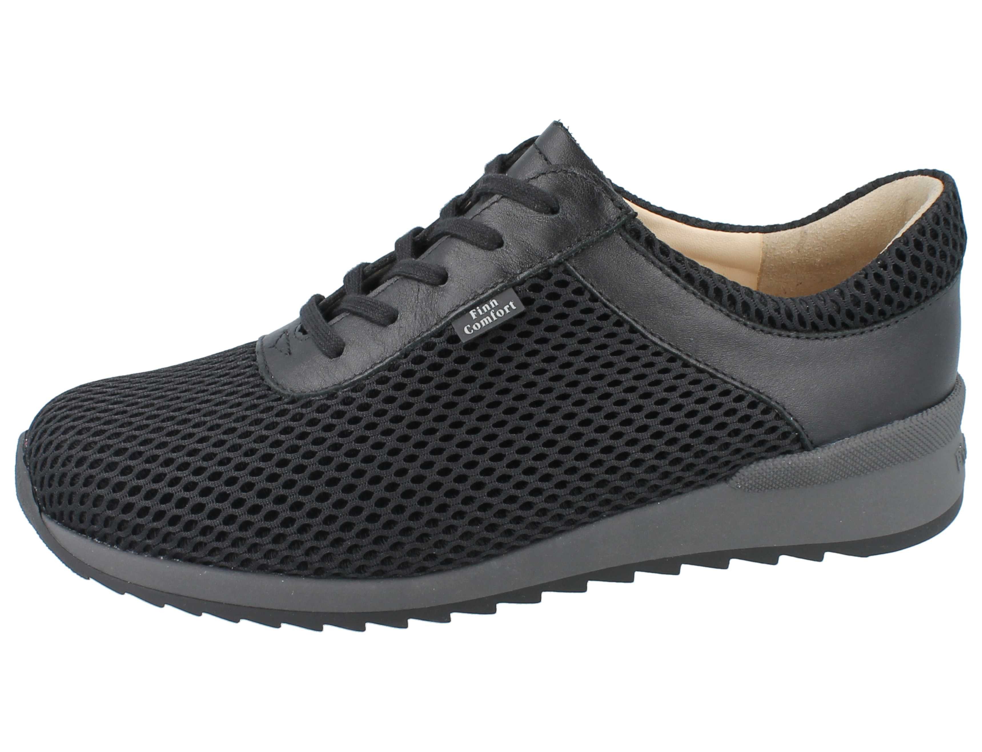 Finn Comfort FINN COMFORT Cerritos Damen Schnürschuhe schwarz grau Mesh Nubukleder Schnürschuh