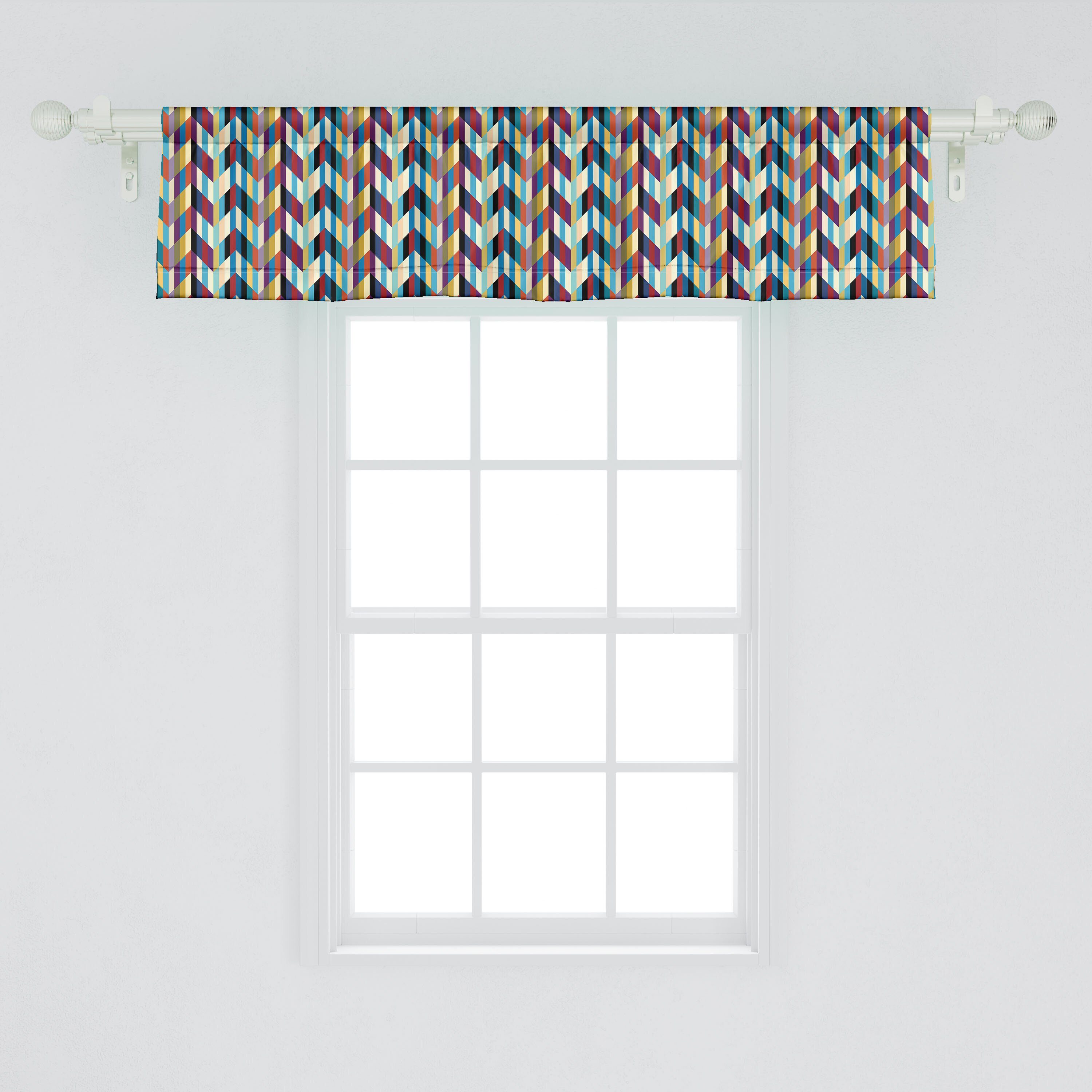 Scheibengardine Vorhang Volant für Stangentasche, Dekor Winkel abstrakte Schlafzimmer mit Küche Microfaser, geometrische Abakuhaus