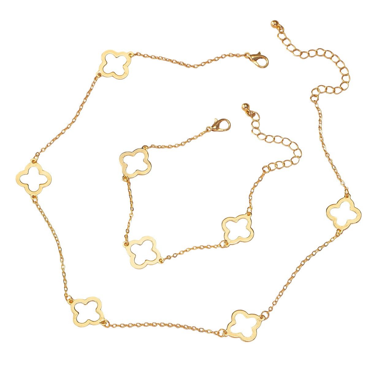 KARMA Schmuckset Gold Halskette Armband Kleeblätter günstig online kaufen