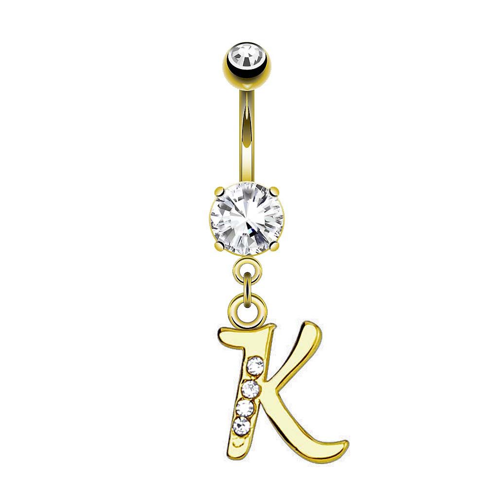 Taffstyle Bauchnabelpiercing Banane Stecker vergoldet Kristall Buchstabe An günstig online kaufen