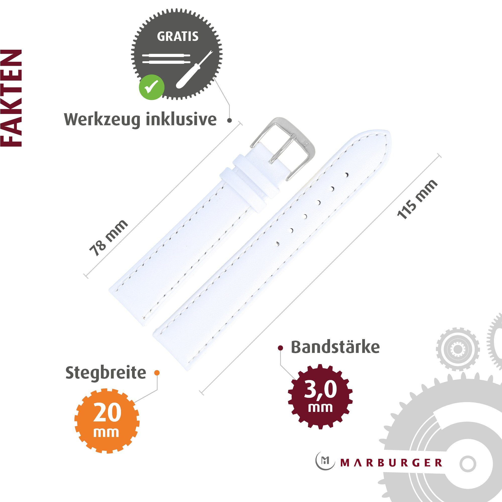MARBURGER Uhrenarmband 20mm Leder