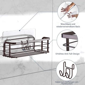 Elegear Duschkorb Duschablage Edelstahl ohne bohren, Duschregal mit Haken (Set, 2-tlg), Duschablage Selbstklebendes mit 3 Klebeflächen für Bäder Küchen