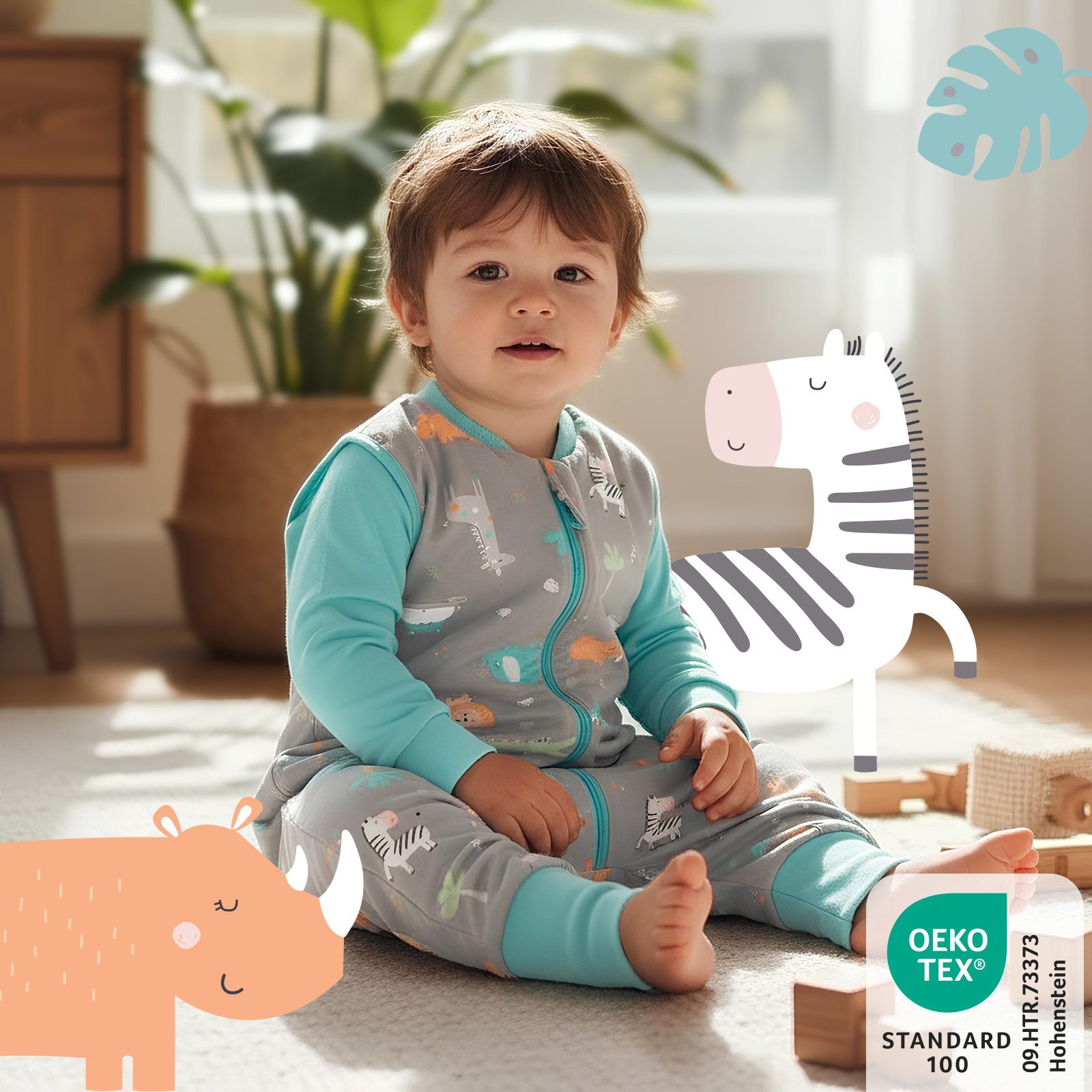 Schlummersack Kinderschlafsack Schlafsack mit Füßen und umklappbaren Bündchen, 2.5 Tog OEKO-TEX