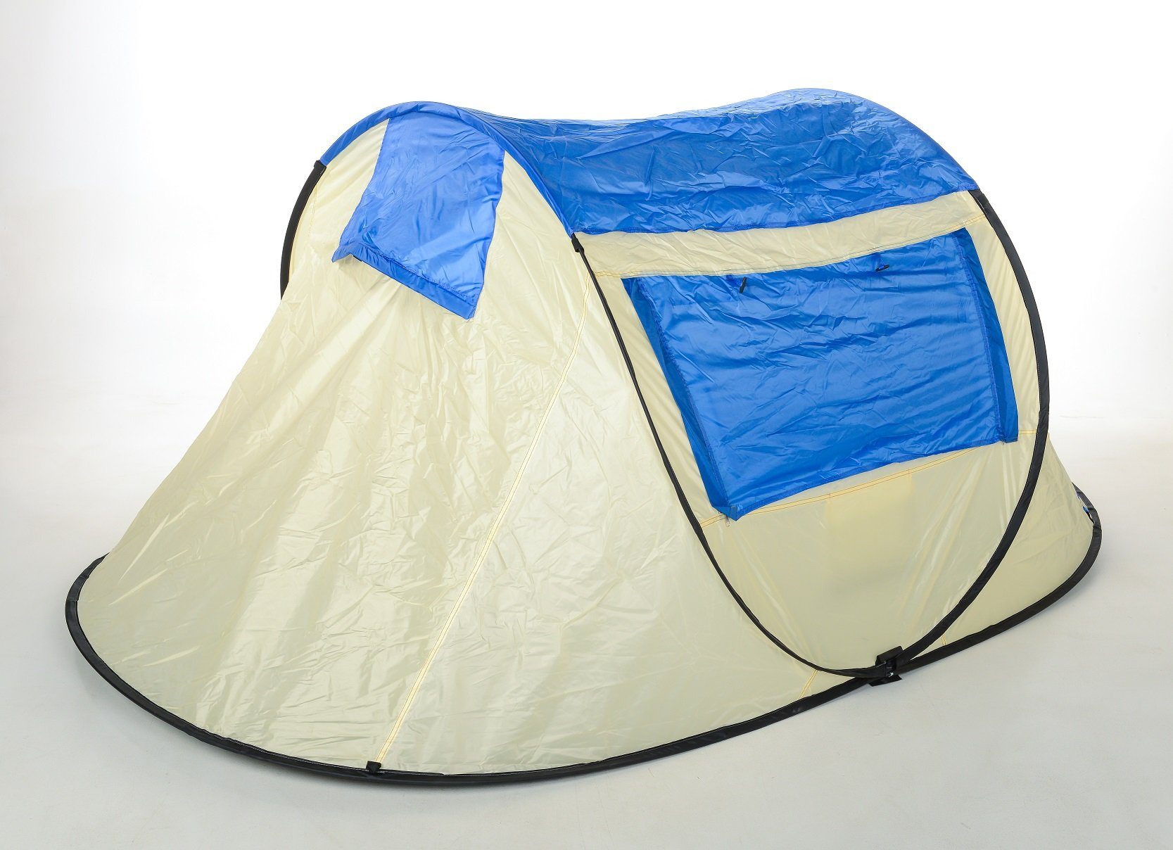 Zelt Sekundenzelt Wurf & 245x145x110cm Diverse inkl. Tent Defactoshop Herringe Wurfzelt Up Pop Seile, 20 Person Campingzelt Outdoor Personen: beige-schwarz 2-3 Farben
