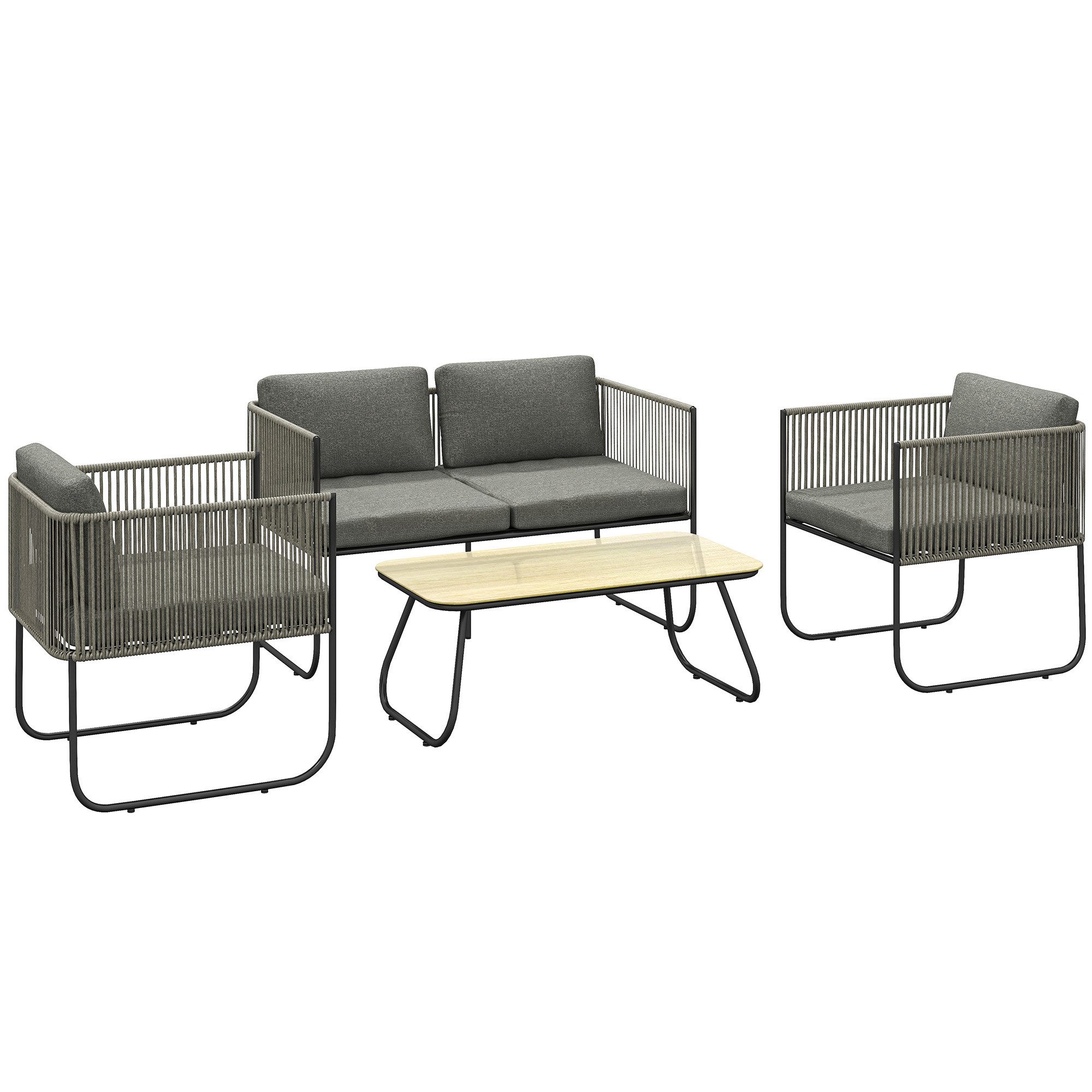 Outsunny Sitzgruppe mit 2er Sofa, Sessel, günstig online kaufen