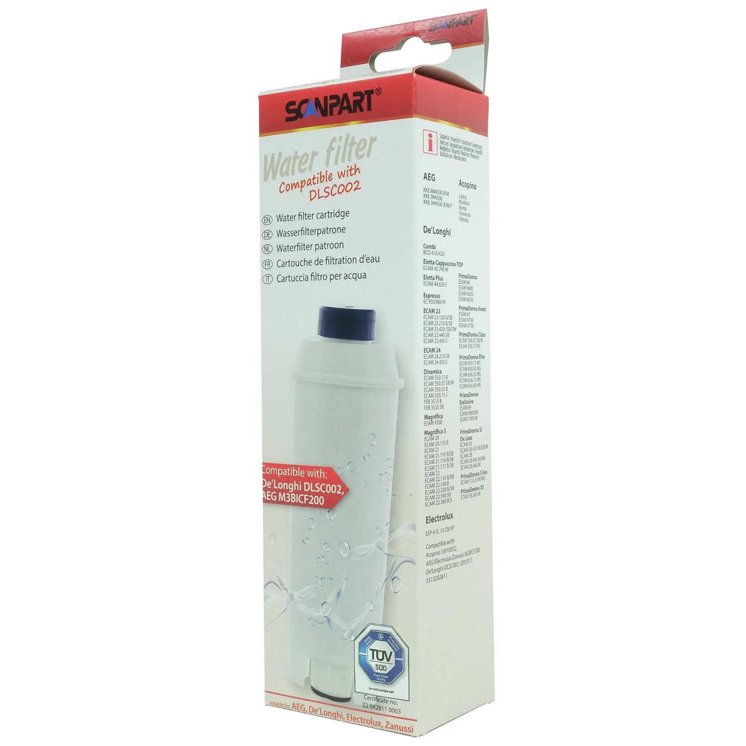 Scanpart Wasserfilter für De Longhi-Espressomaschinen, Kapazität: 50 Liter / 2 Monate