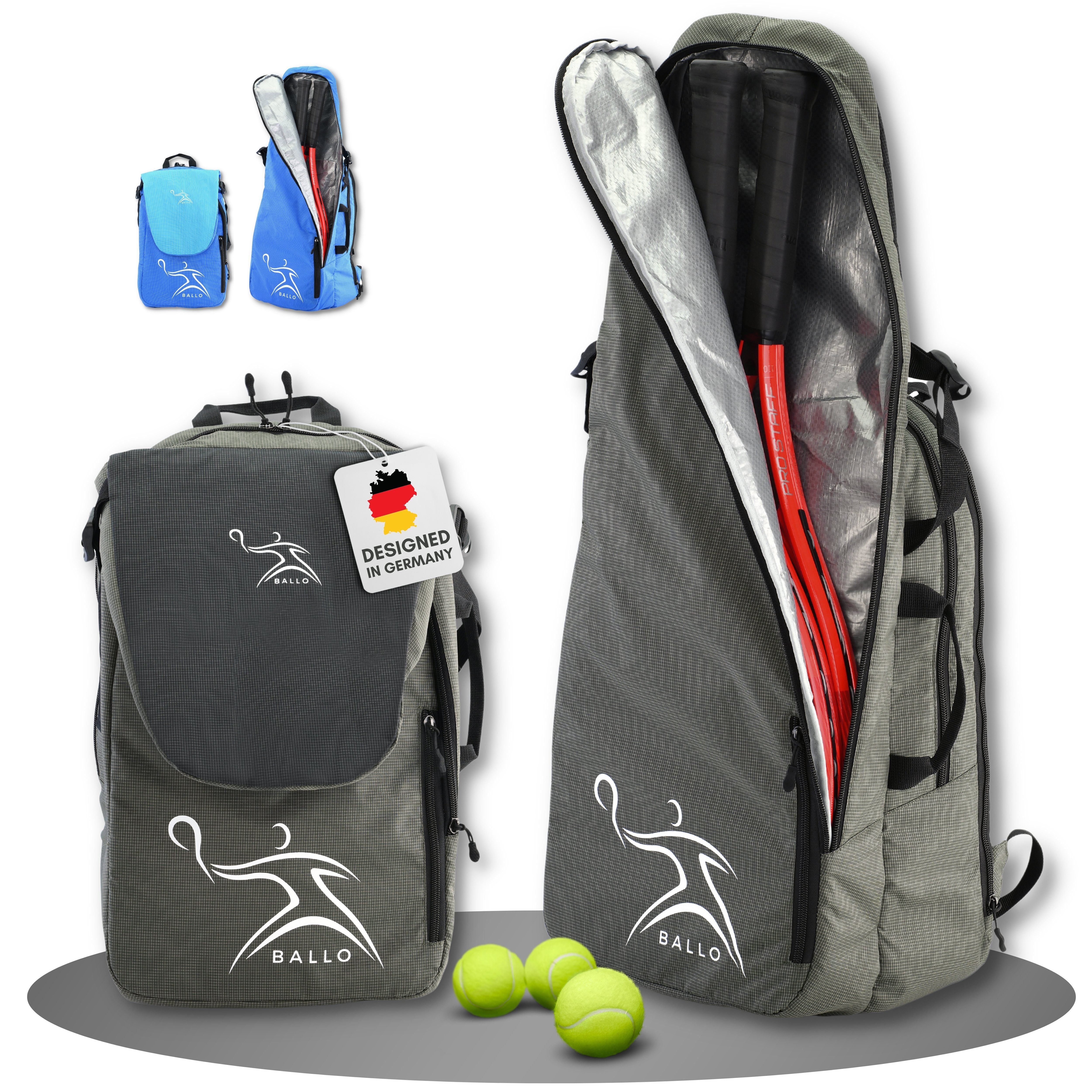 BALLO® Tennisrucksack Tennistasche Schlägertasche Rucksack Tasche Tennis Badmintion, Wasserfest, vollständiges Schlägerfach