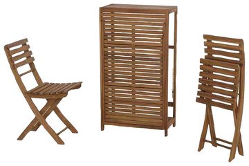 Siena Garden Balkonset Bari, (Set, 3-tlg., 2 Klappstühle, 1 Klapptisch/-regal), aus FSC®-zertifiziertem Akazienholz, geeignet für 2 Personen