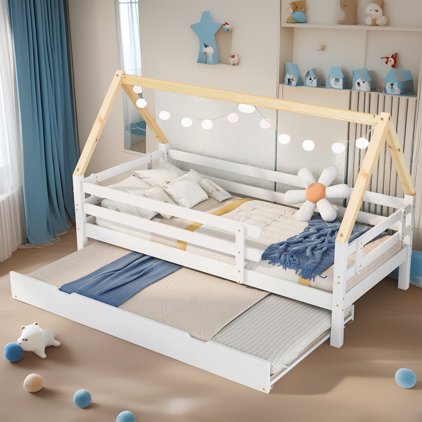 REDOM Bett Kinderbett, Ausziehbett Schiebebett (mit ausziehbarem Schiebebet günstig online kaufen