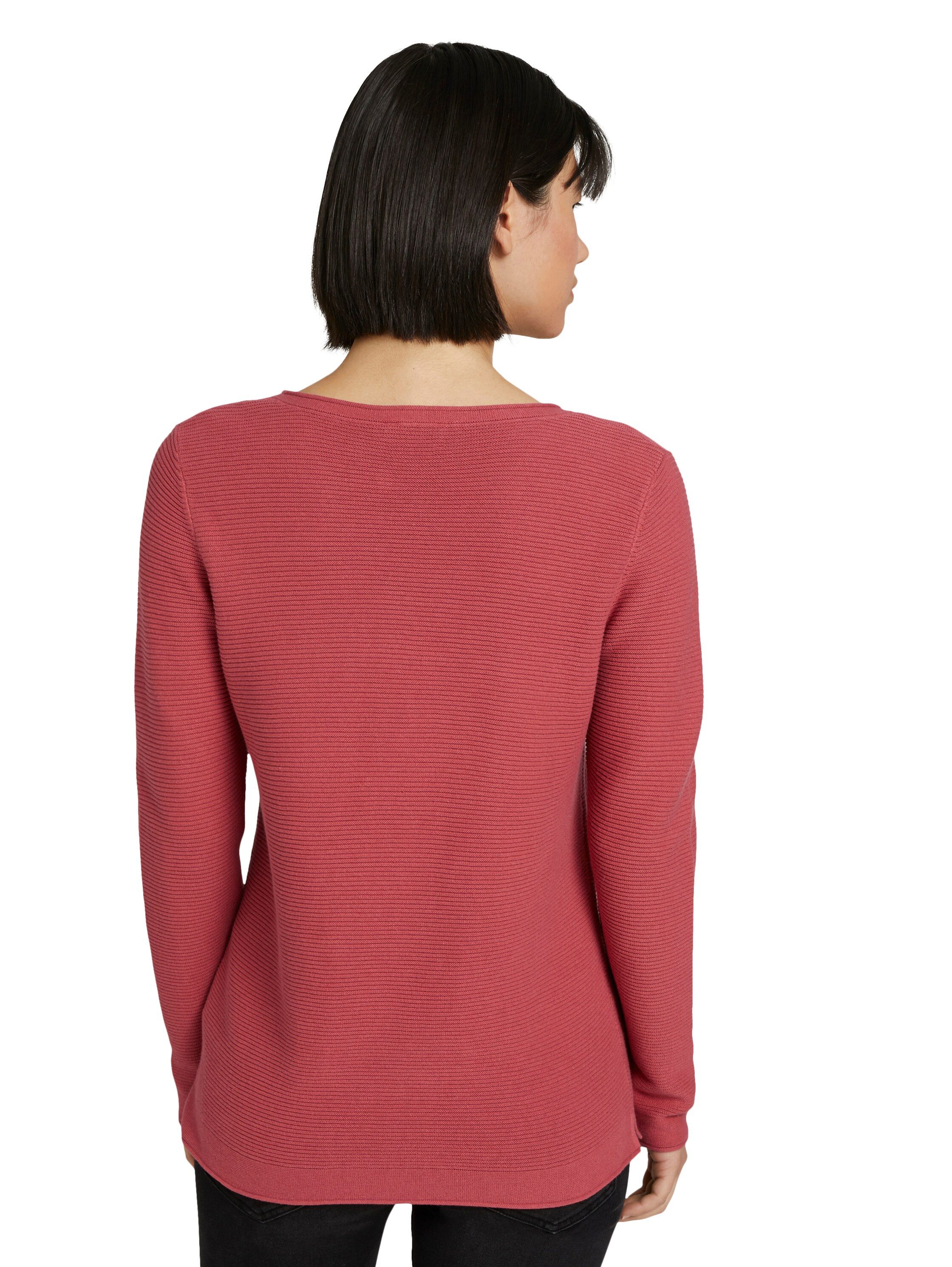 TOM TAILOR Rundhalspullover Regular aus Rippstrick