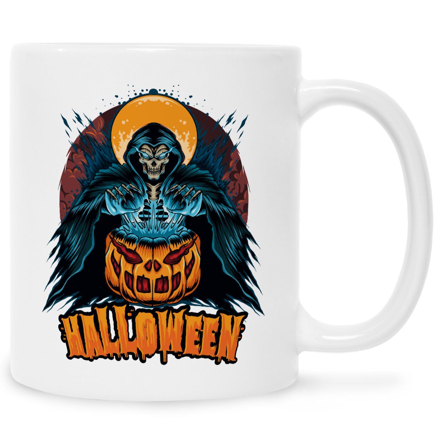 GRAVURZEILE Tasse mit Motiv - Reaper Design - Schaurige Geschenke zu Halloween Weiß