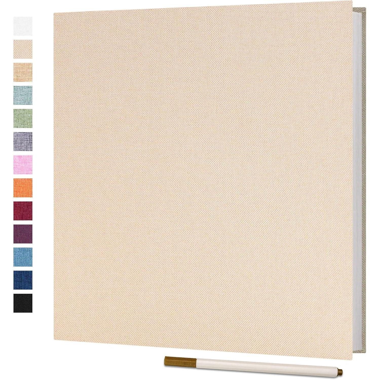 LuxusKollektion Fotoalbum Fotoalbum selbstklebend 10x15 Leinen Hochzeit 33x32cm 40 Seiten Beige