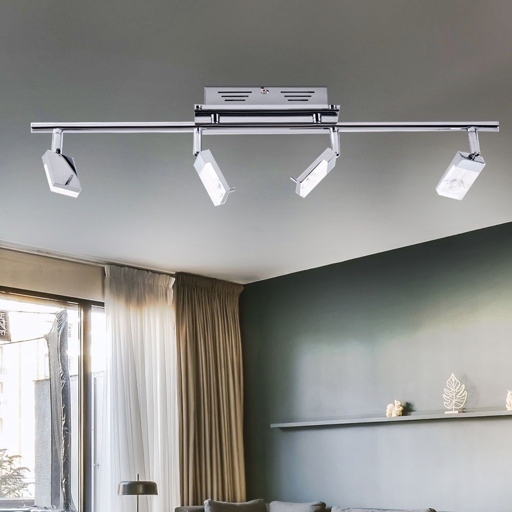 Lampe Leuchte Deckenleuchte, Warmweiß, verbaut, verstellbar LED Wohnzimmer Decken fest LED-Leuchtmittel Brilliant chrom Metall LED