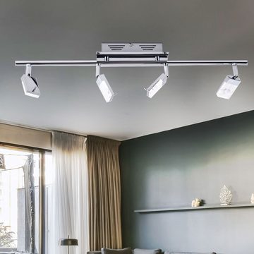 Brilliant LED Deckenleuchte, LED-Leuchtmittel fest verbaut, Warmweiß, Deckenleuchte Spotleiste Wohnzimmerlampe LED Strahler schwenkbar chrom