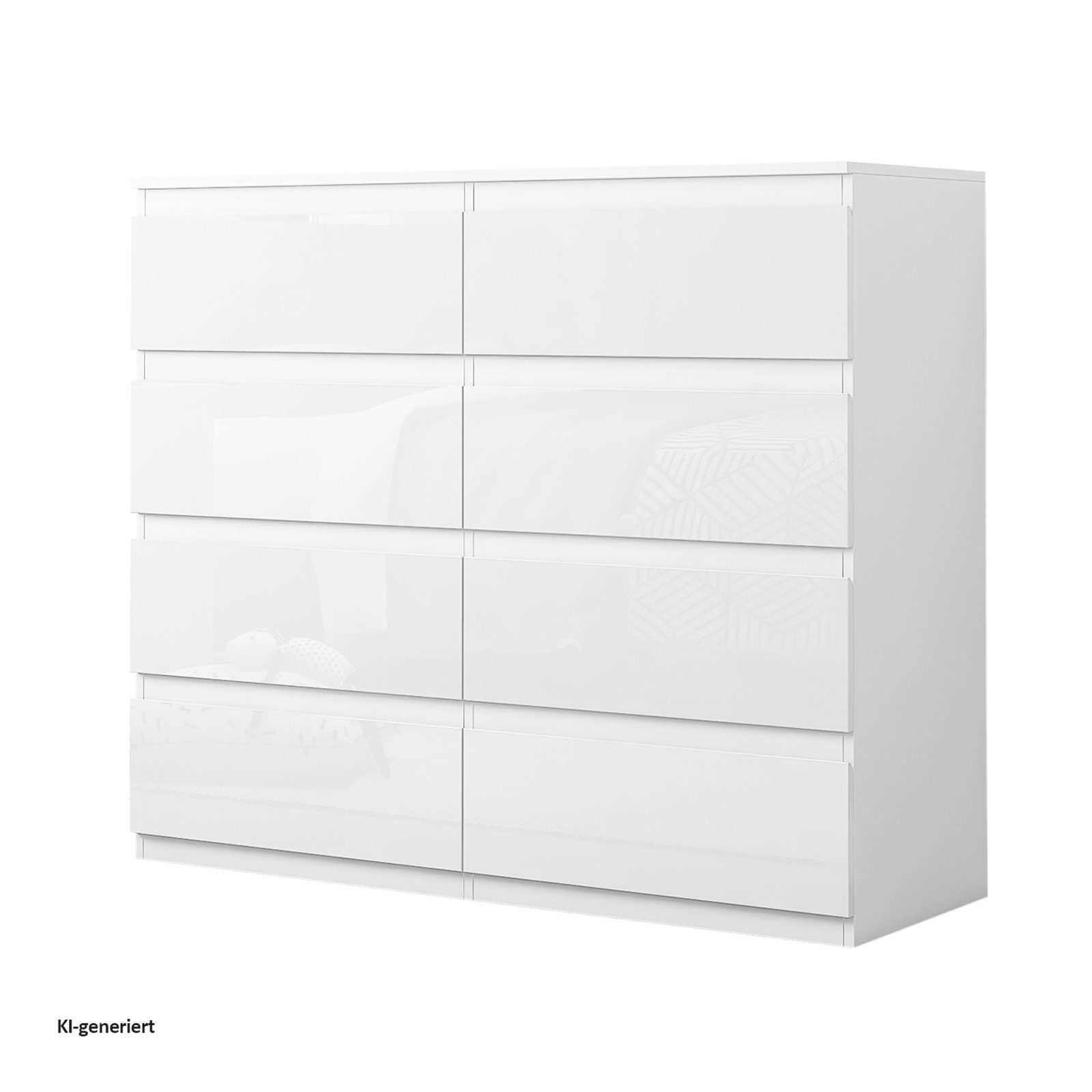 HTI-Living Kommode Kommode Kenji 8 Schubladen Hochglanz Weiß (Stück, 1 St., 1 Kommode), Sideboard