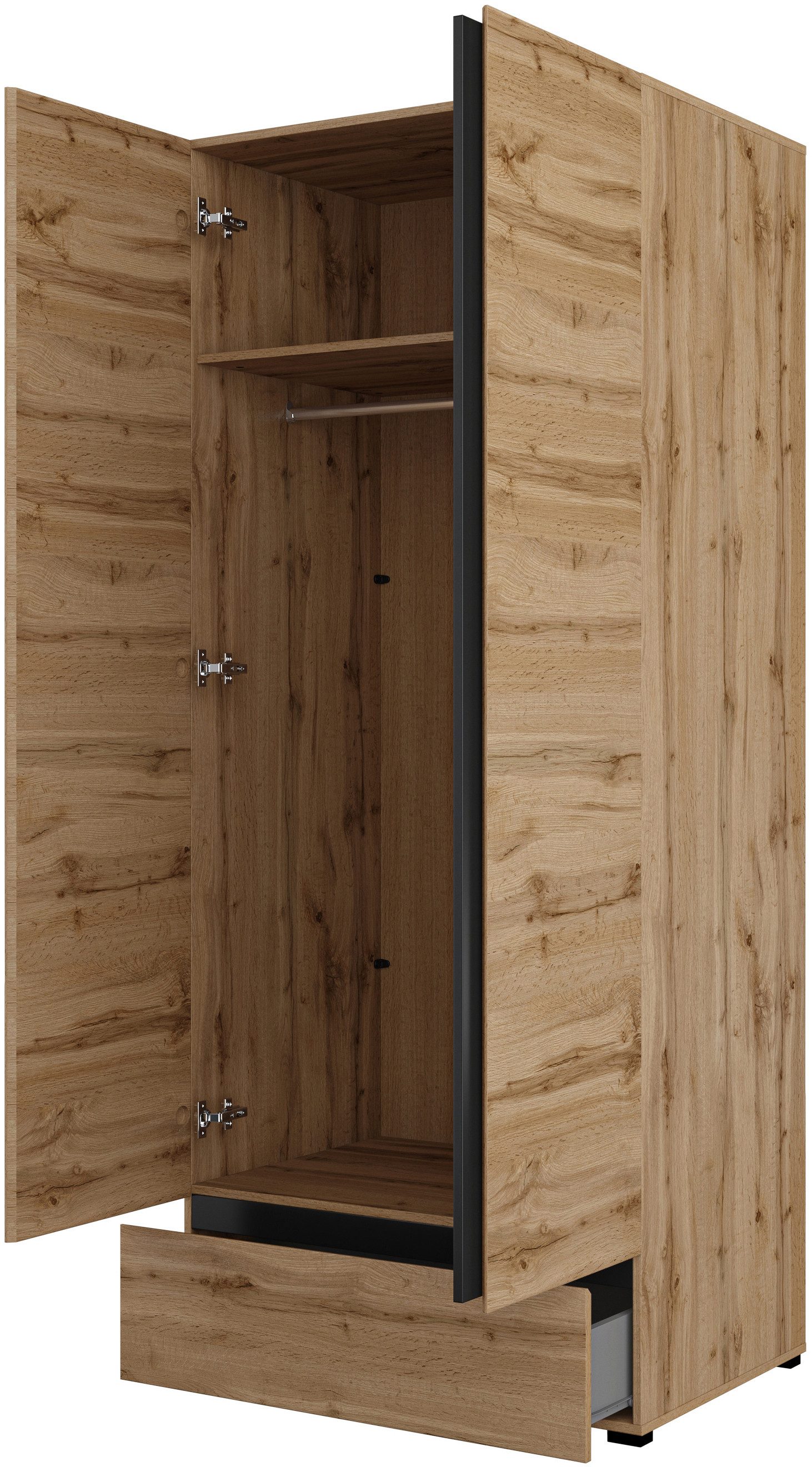 OTTO home Kleiderschrank Cross, moderner griffloser Kleiderschrank Wäscheschrank mit Schublade, Garderobe, Türen