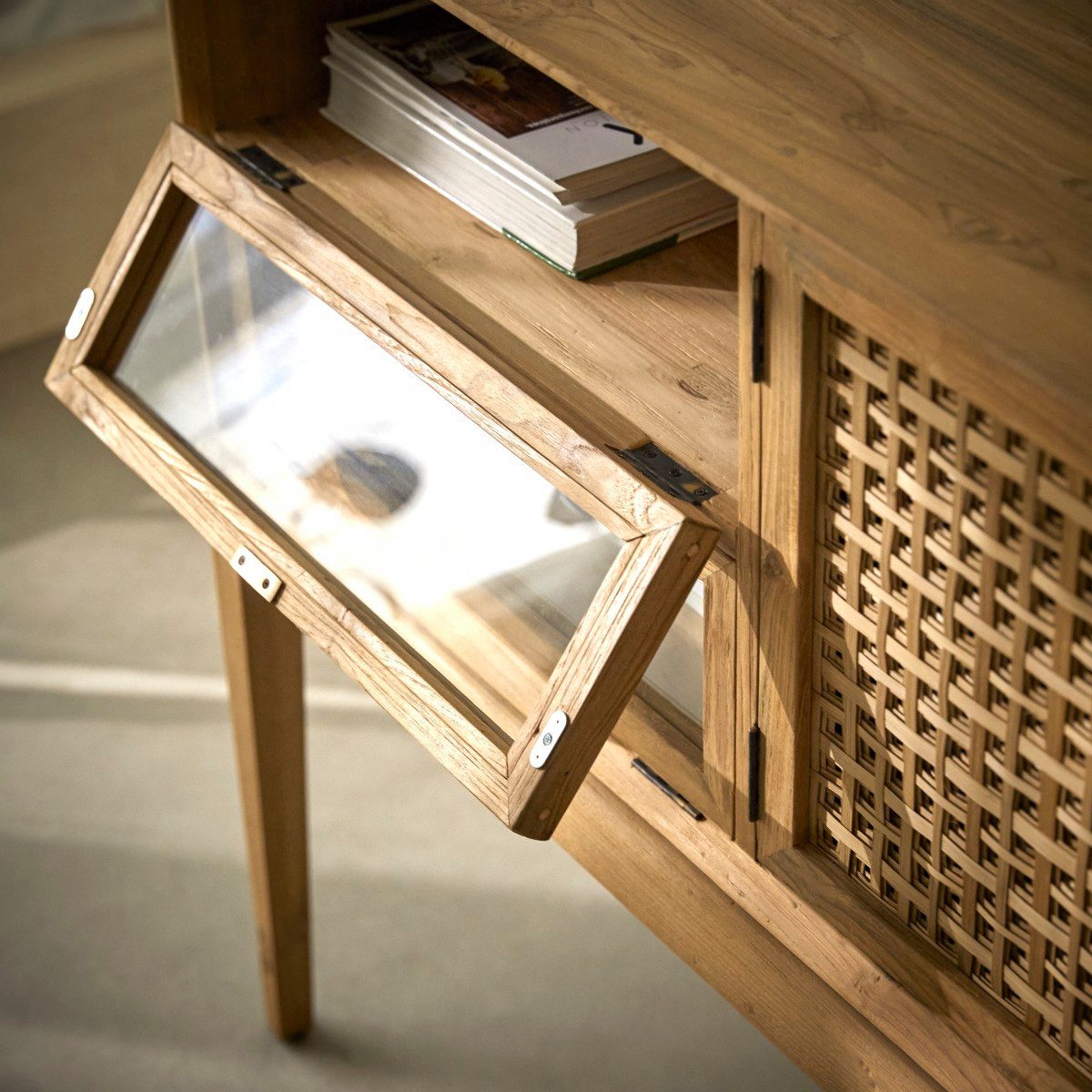 Tikamoon Sideboard Anrichte aus massivem recyceltem Teakholz 150 cm Tridi