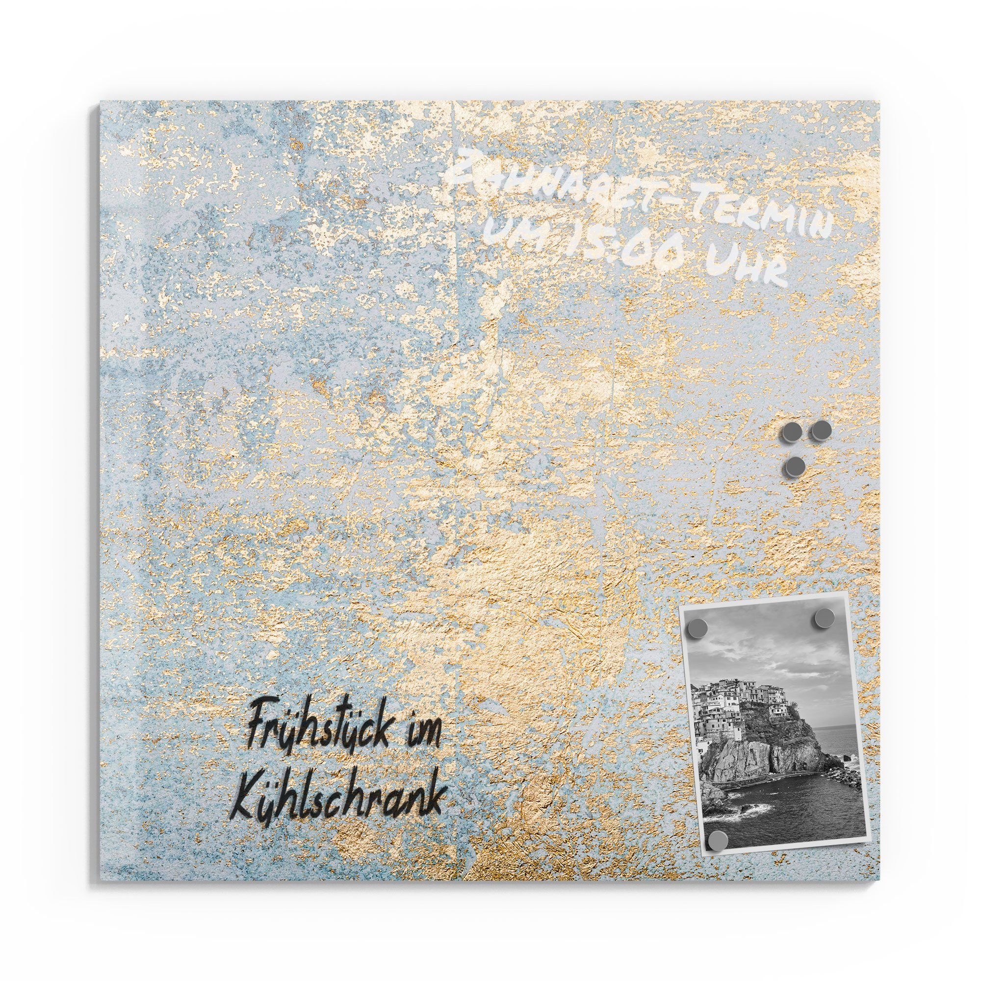 DEQORI Magnettafel 'Wand mit Gold-Struktur', Whiteboard Pinnwand beschreibbar