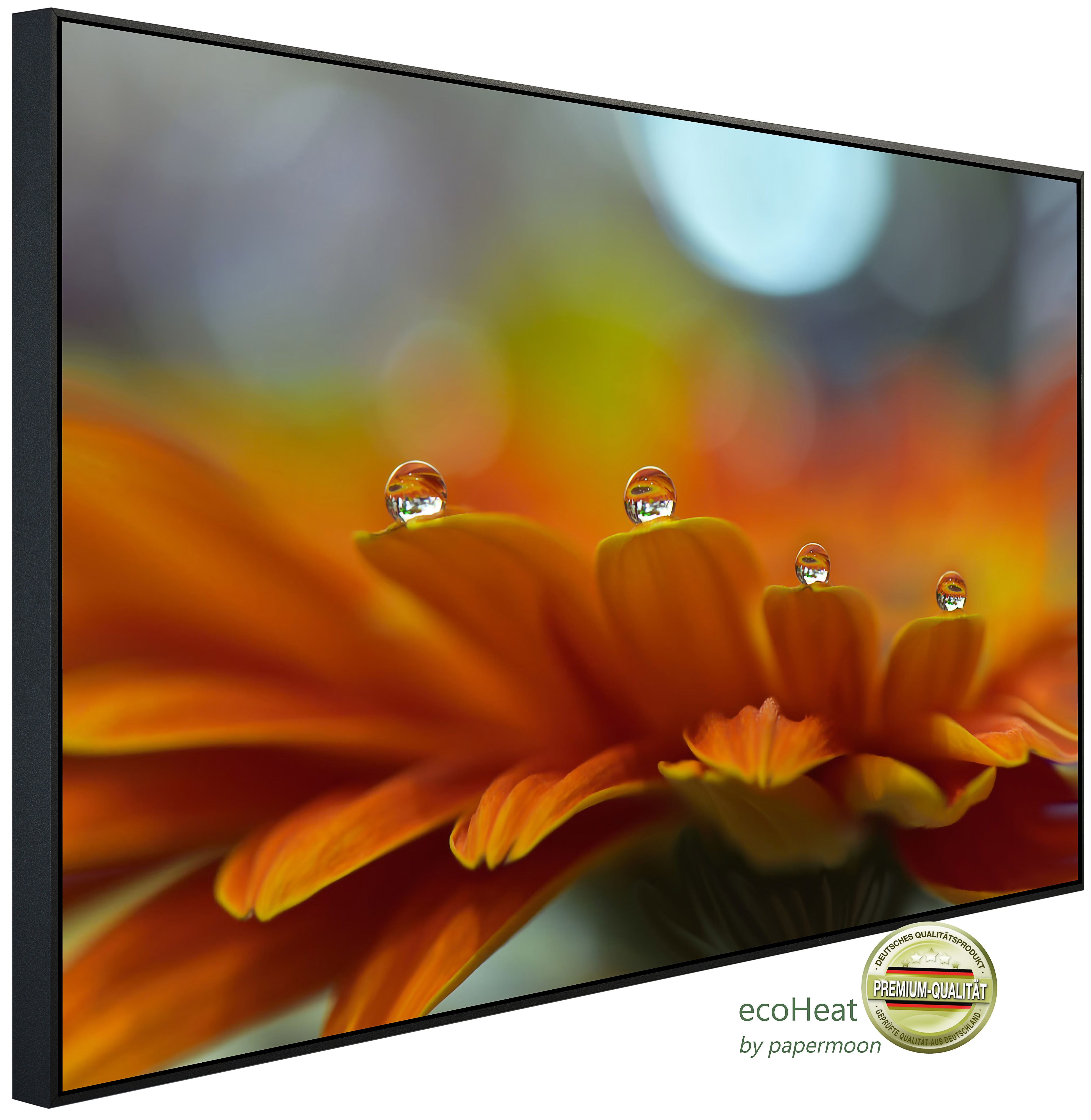Papermoon Infrarotheizung INFRAROT-BILD-HEIZUNG, Tropfen auf eine Blume, TÜV-Rheinland/GS zertifiziert, angenehme Strahlungswärme