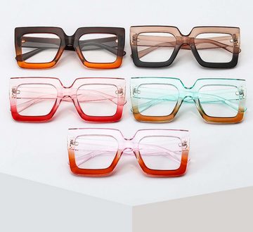 KIKI Brillengestell Extra große quadratische, Damenmode, großer Rahmen, transparente Linse