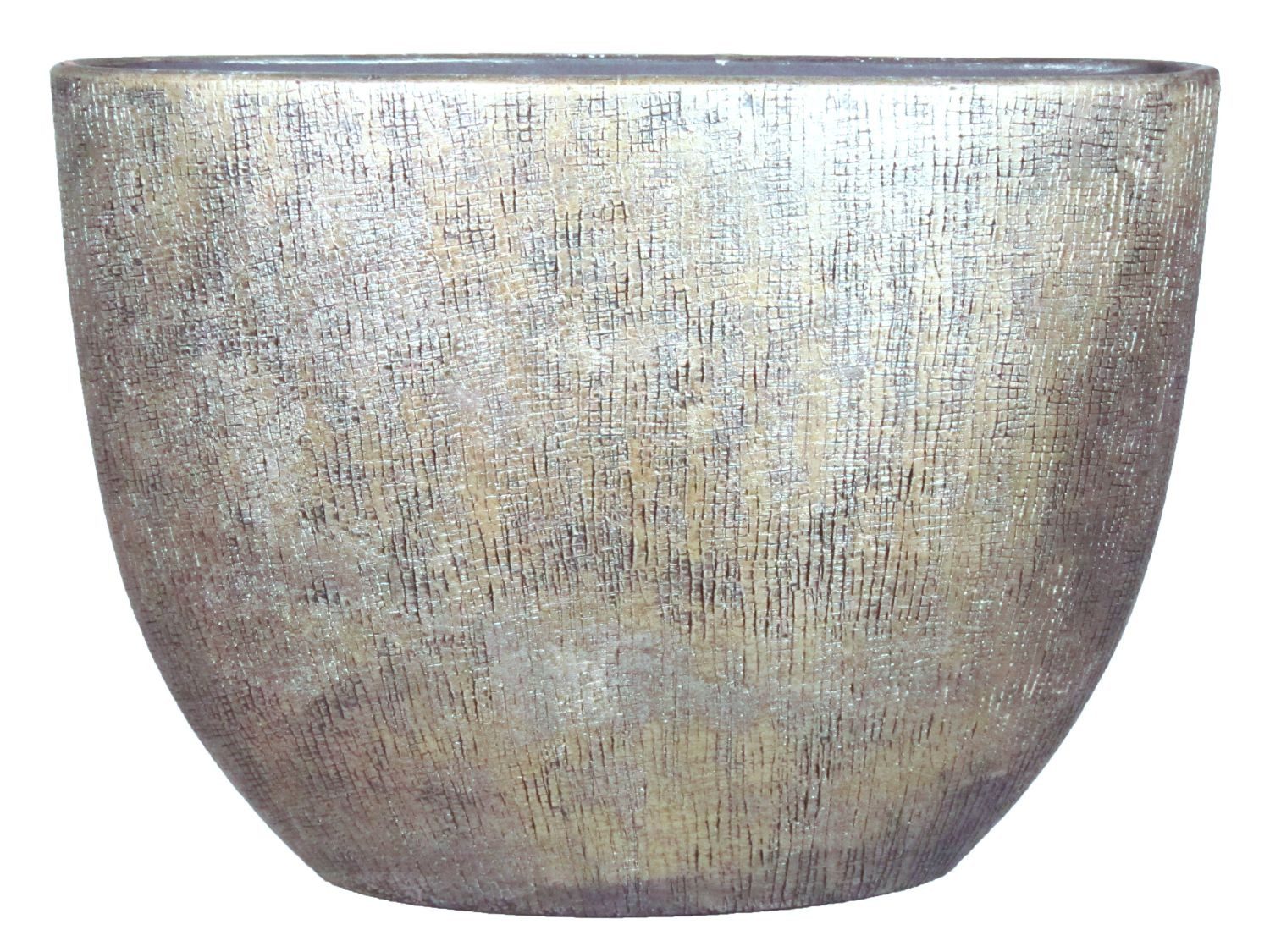 INNA-Glas Blumentopf Ovaler Keramiktopf mit Maserung, Gold, 50x20x36 cm