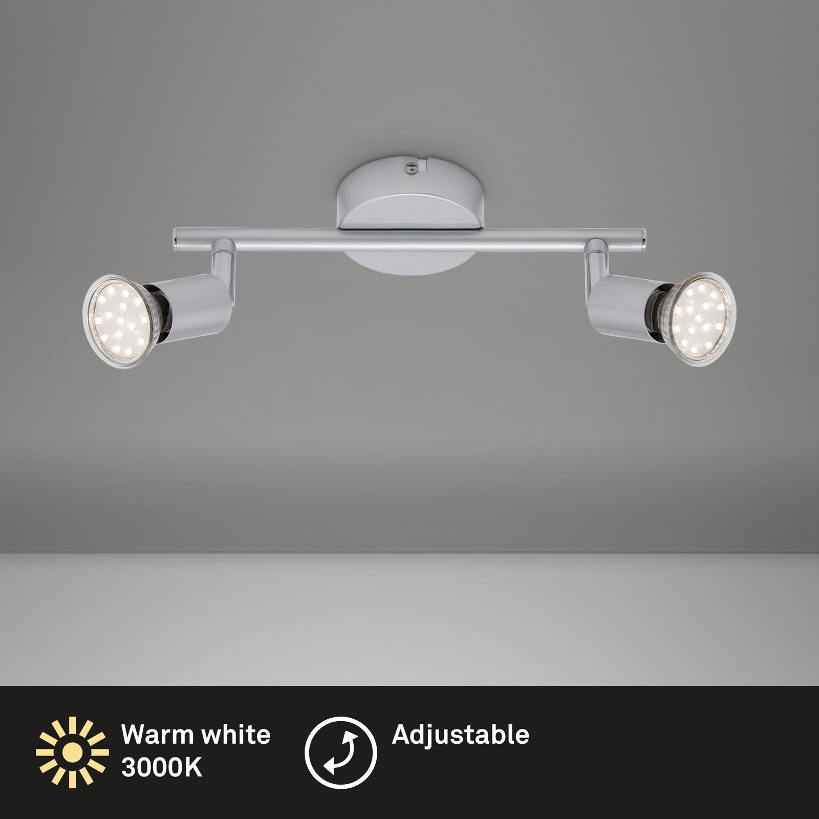 Briloner Leuchten LED GU10, titanfarbig, LED Warmweiß, Deckenspots Deckenlampe 2906-024, wechselbar