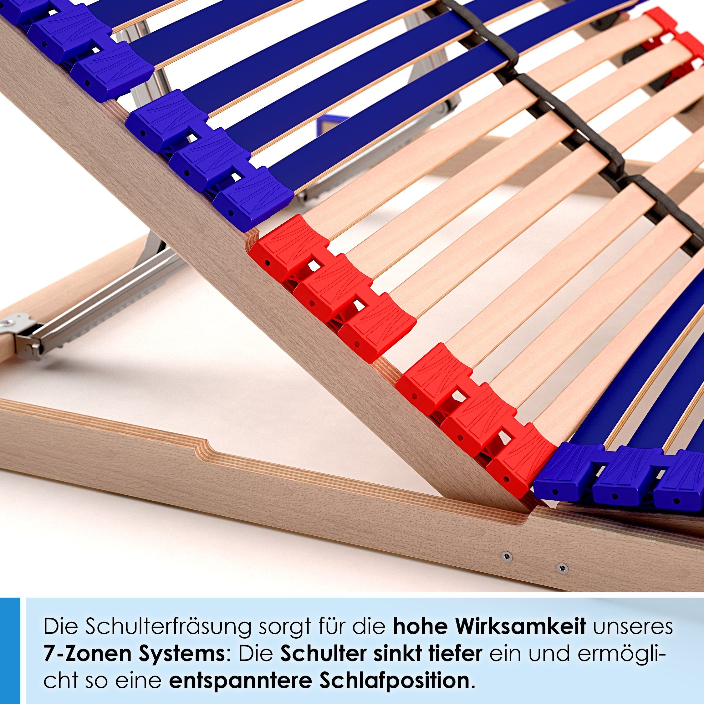 Lattenrost Sleep Best 42® Vario Plus, Schlummerparadies, Kopfteil manuell verstellbar, Fußteil manuell verstellbar, aus 100% BUCHE, 10 Jahre Garantie, SCHULTERF – Bild 5 von 5
