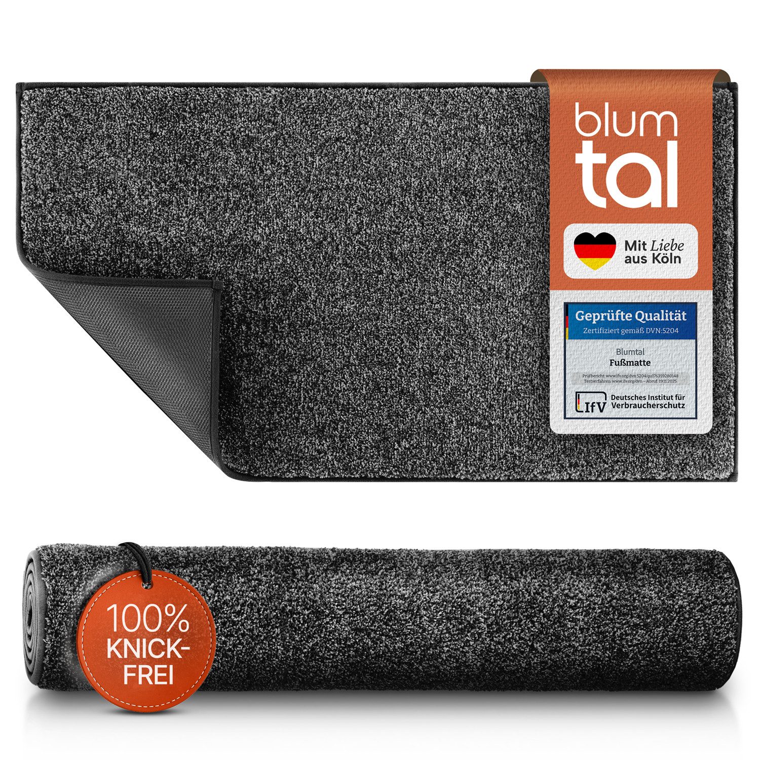 Blumtal Fußmatte Fußmatte außen & innen mit wasserdichter TPR-Rückseite, Mikrofaser Schmutzfangmatte- rutschfeste Fussmatte innen