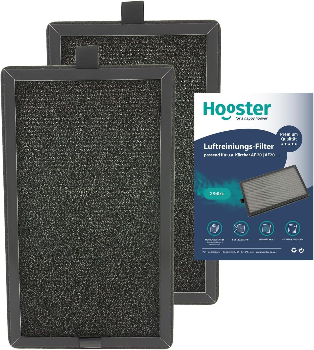 Hooster Luftfilter 2er-SET HEPA Filter kompatibel mit Kärcher AF 20 Luftreiniger, Filterset H13 für AF20, Ersatzfilter für Kärcher 2.863-056.0