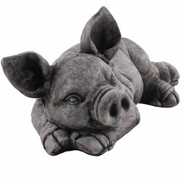 440s Gartenfigur 440s Schwein Glücks-Sau Antiksteinguss L ca. 37 cm, (Stück)