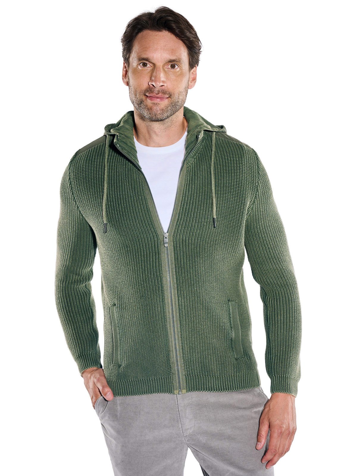 Engbers Strickjacke Herren Strickjacke, Oliv