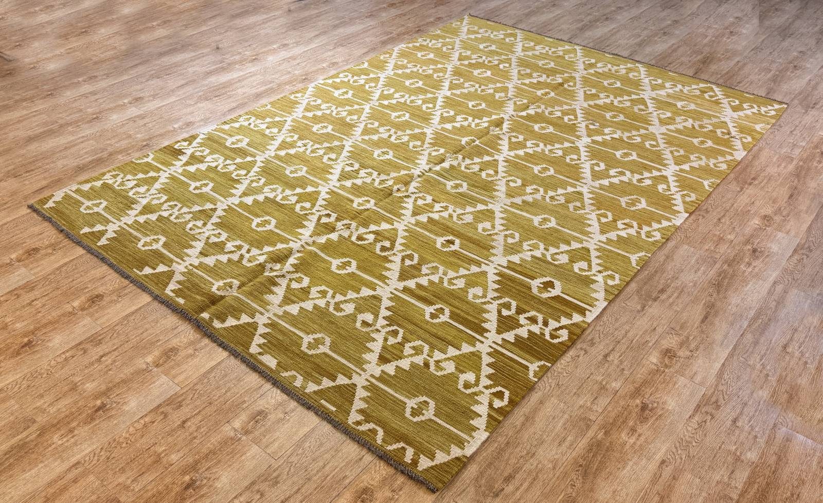 Rug Studios Teppich KELIM ORIGINAL HANDGEARBEITET, Rechteckig, Höhe: 5 mm, Handgefertigt, 201 x 301 cm, Gold