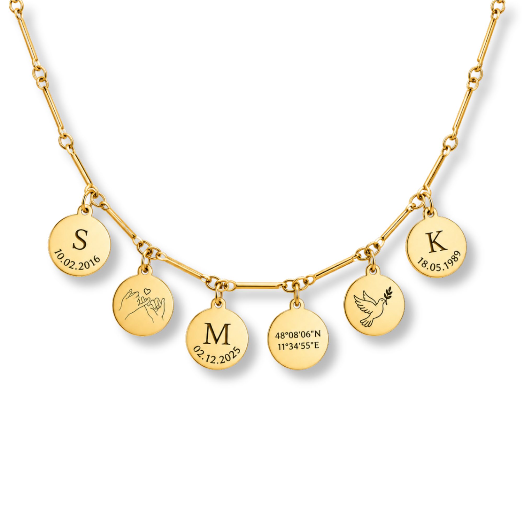 BS Schmuckdesign Kette mit Anhänger mit Gravur Halskette personalisiert Gravurkette persönliche Kette 18K vergoldet (inkl. Gravur), personalisiert inkl. Geschenkbox