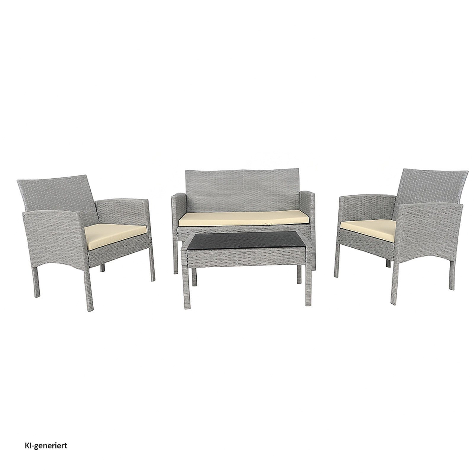 HTI-Living Gartenlounge-Set 4-teiliges Polyrattan Lounge-Set mit Tisch, (Set, 4-tlg., 1x Zweisitzer, 2x Stuhl, 1x Tisch), Terrassenmöbel Loungemöbel Outdoor Möbel