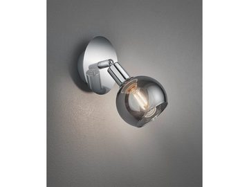 meineWunschleuchte LED Wandstrahler, Dimmfunktion, LED wechselbar, Warmweiß, innen, kleine Wandlampe Rauch-glas Lampenschirm, Treppenhaus & Bett