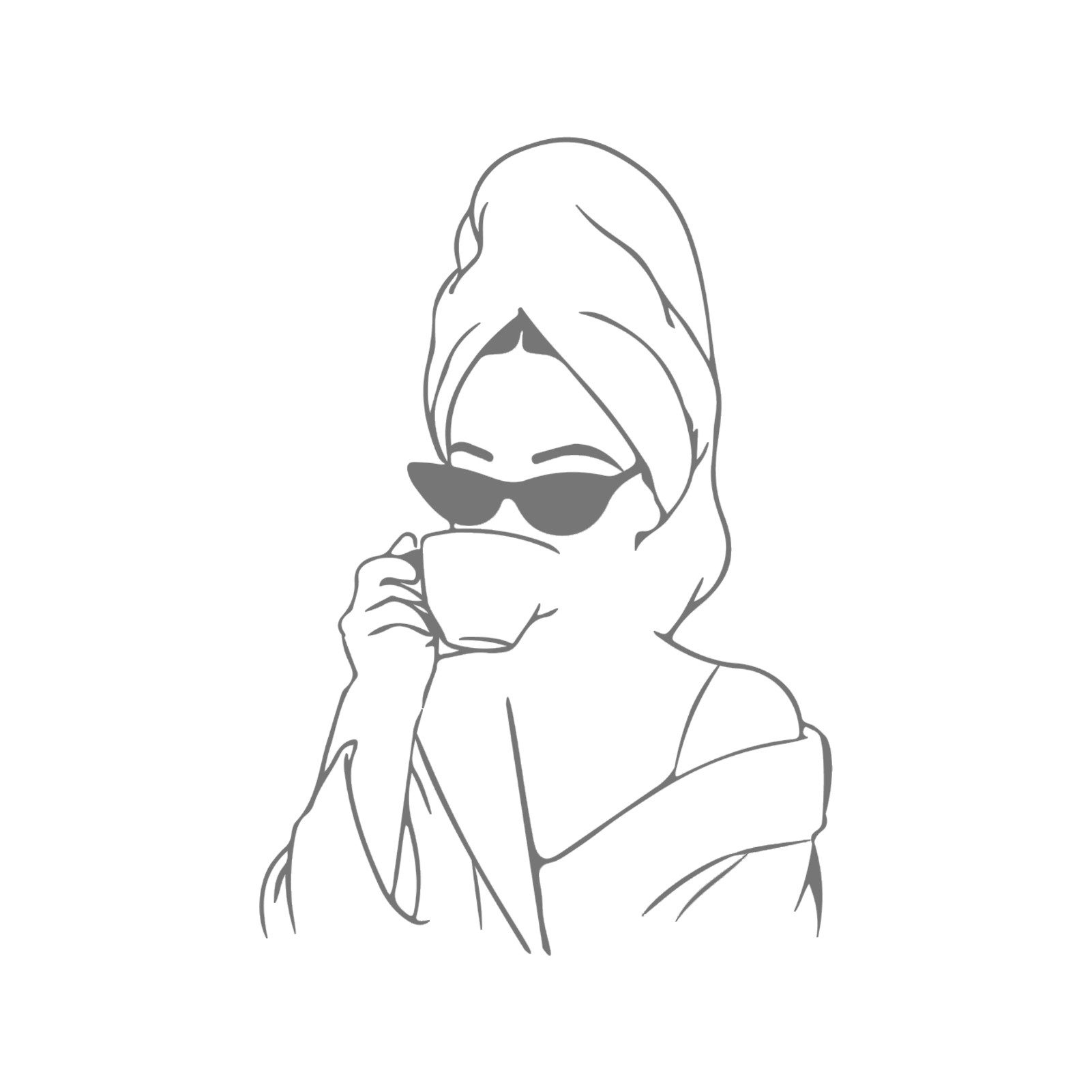 Jumpeak Wanddekoobjekt Wanddekoration “Bademantel für Damen”, Sonnenbrille, Kaffeetasse, Linien, Metall, 4 Farben, 3Größen, Wanddekoration für das Wohnzimmer,Trendig