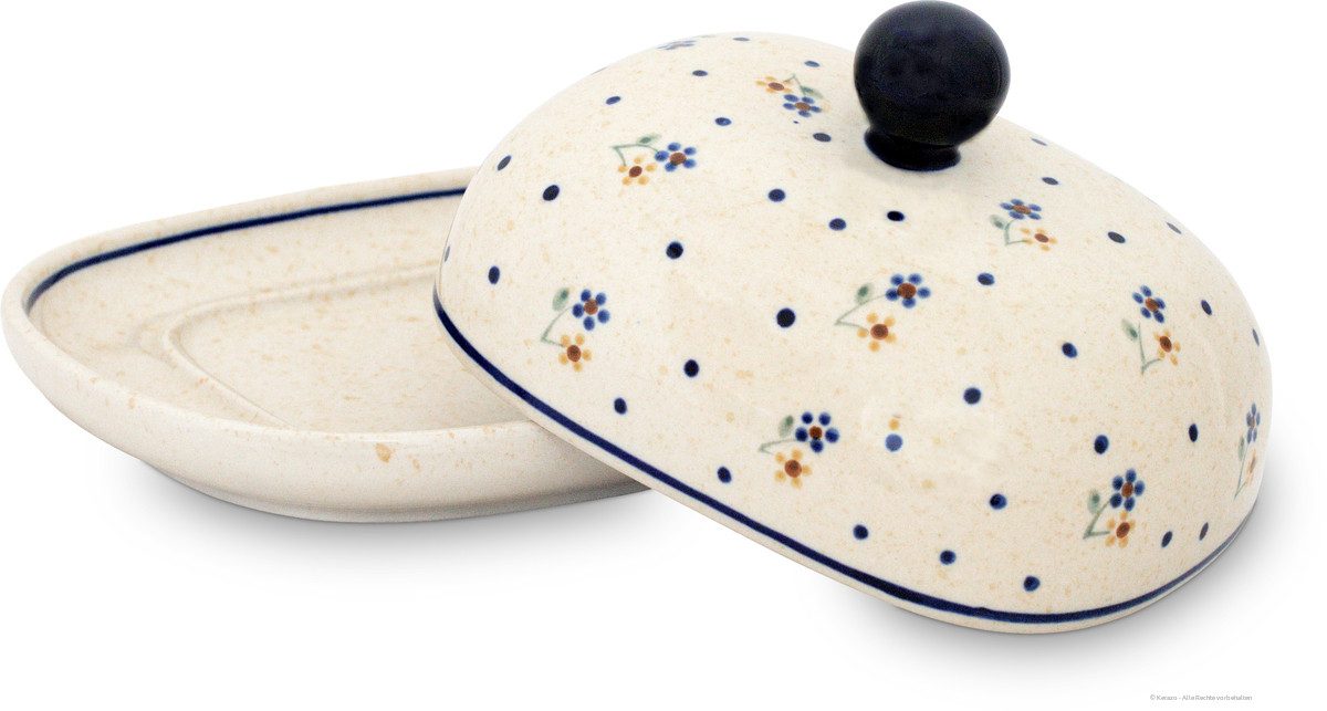 Bunzlauer Keramik Butterdose Bunzlauer Keramik Butterdose oval für 250g (1 Stück Butter) Dekor 111, Keramik