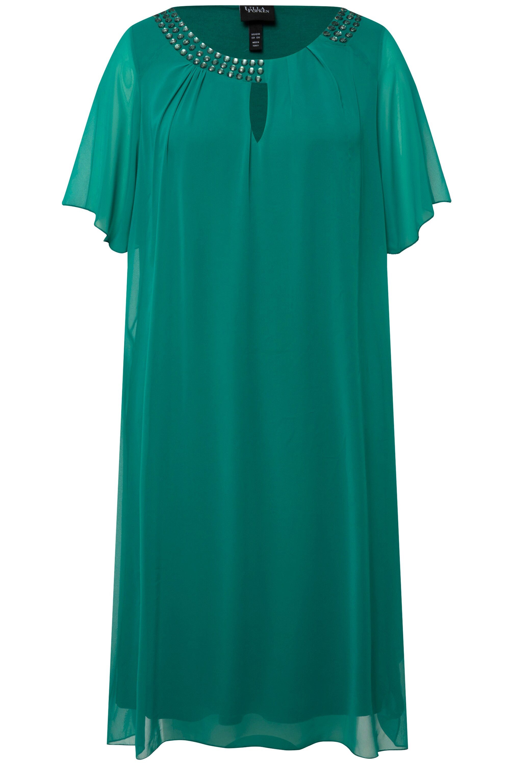 Ulla Popken Cocktailkleid Chiffonkleid Schmucksteine A-Linie günstig online kaufen