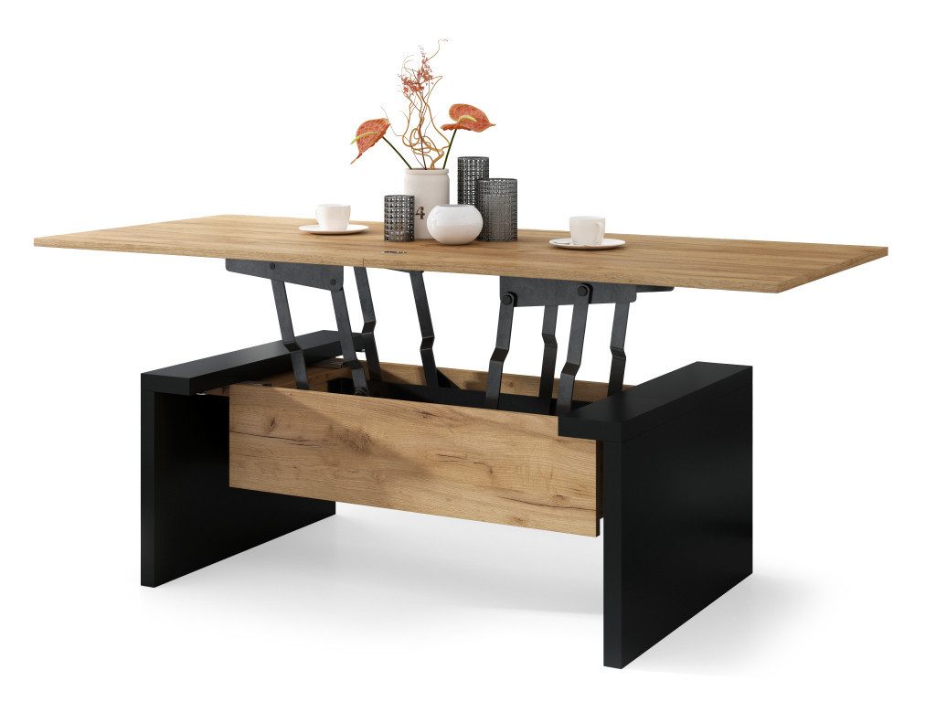 designimpex Couchtisch Space höhenverstellbar aufklappbar Wohnzimmertisch Tisch Esstisch, Funktionstisch, Wohnzimmertisch, Tisch, Esstisch, Sofatisch, Rollen