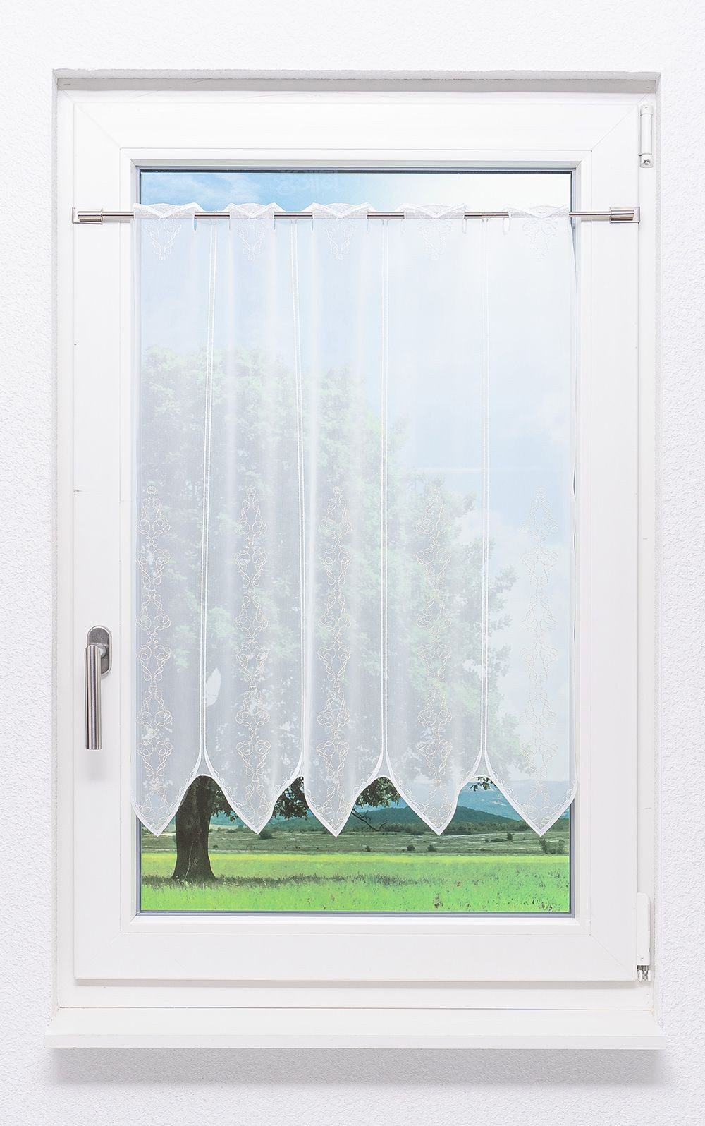 Plauener Spitze® Scheibengardine Kringel (1 St), transparent, HxB 80x48.6cm