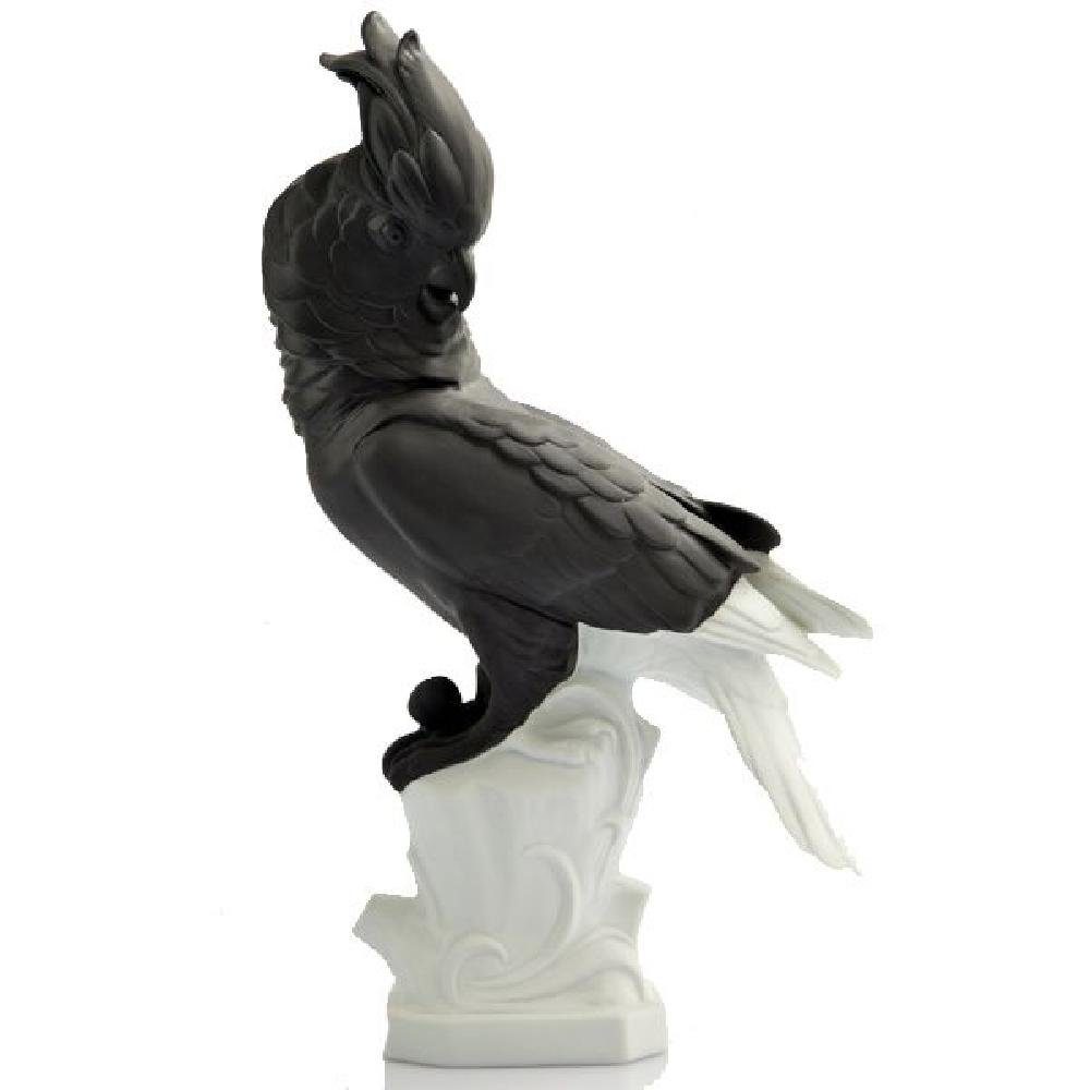 Weiß Skulptur Reichenbach Kakadu Vogel Schwarz Porzellanfigur Papagei