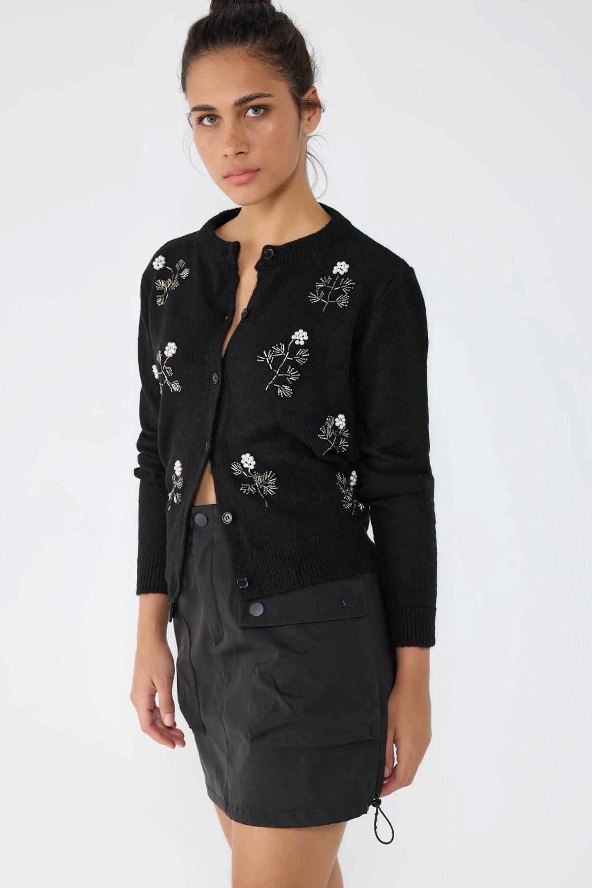 Blusenjacke Perlenbesetzter Cardigan