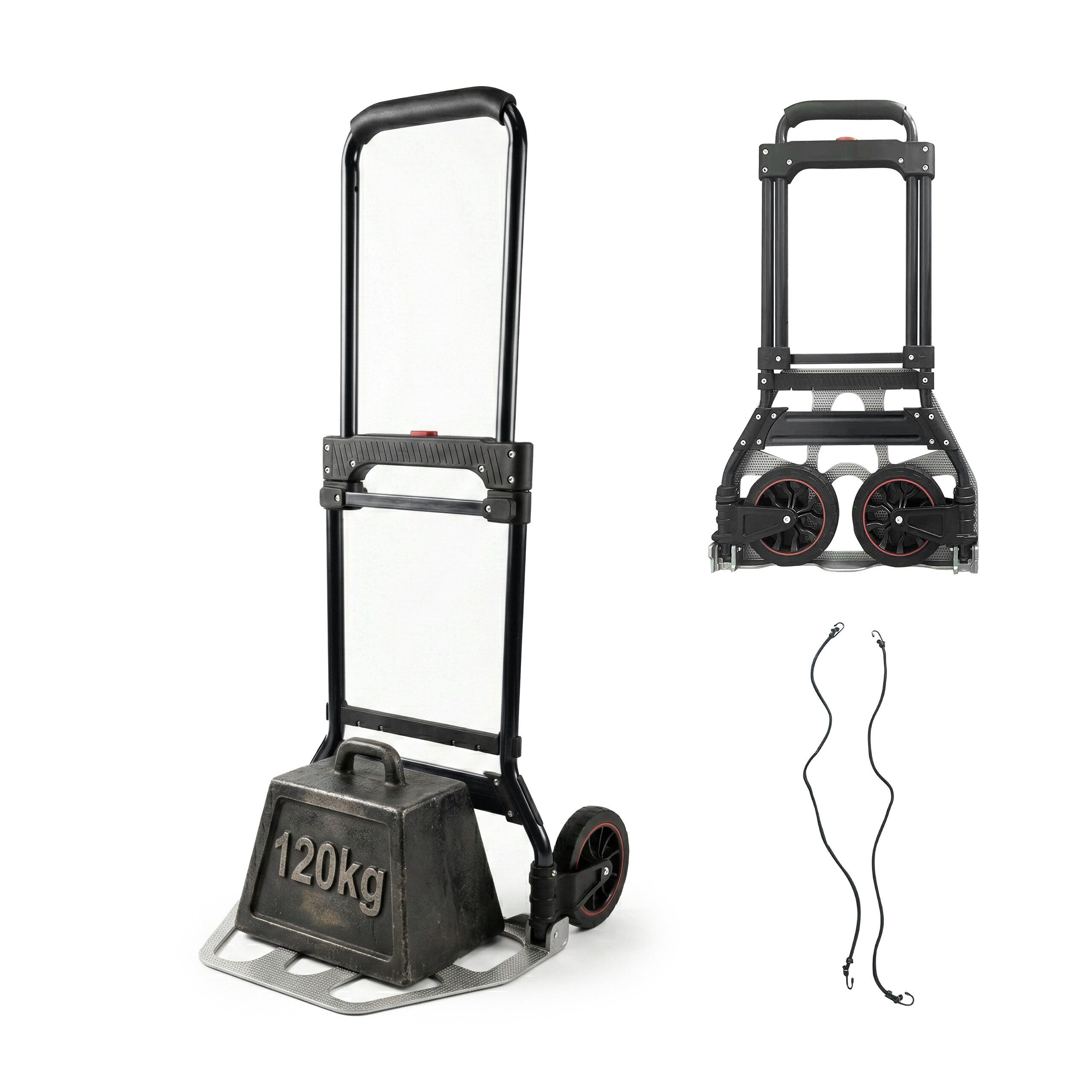 relaxdays Sackkarre klappbar bis 120 kg, (3-St), schwarz