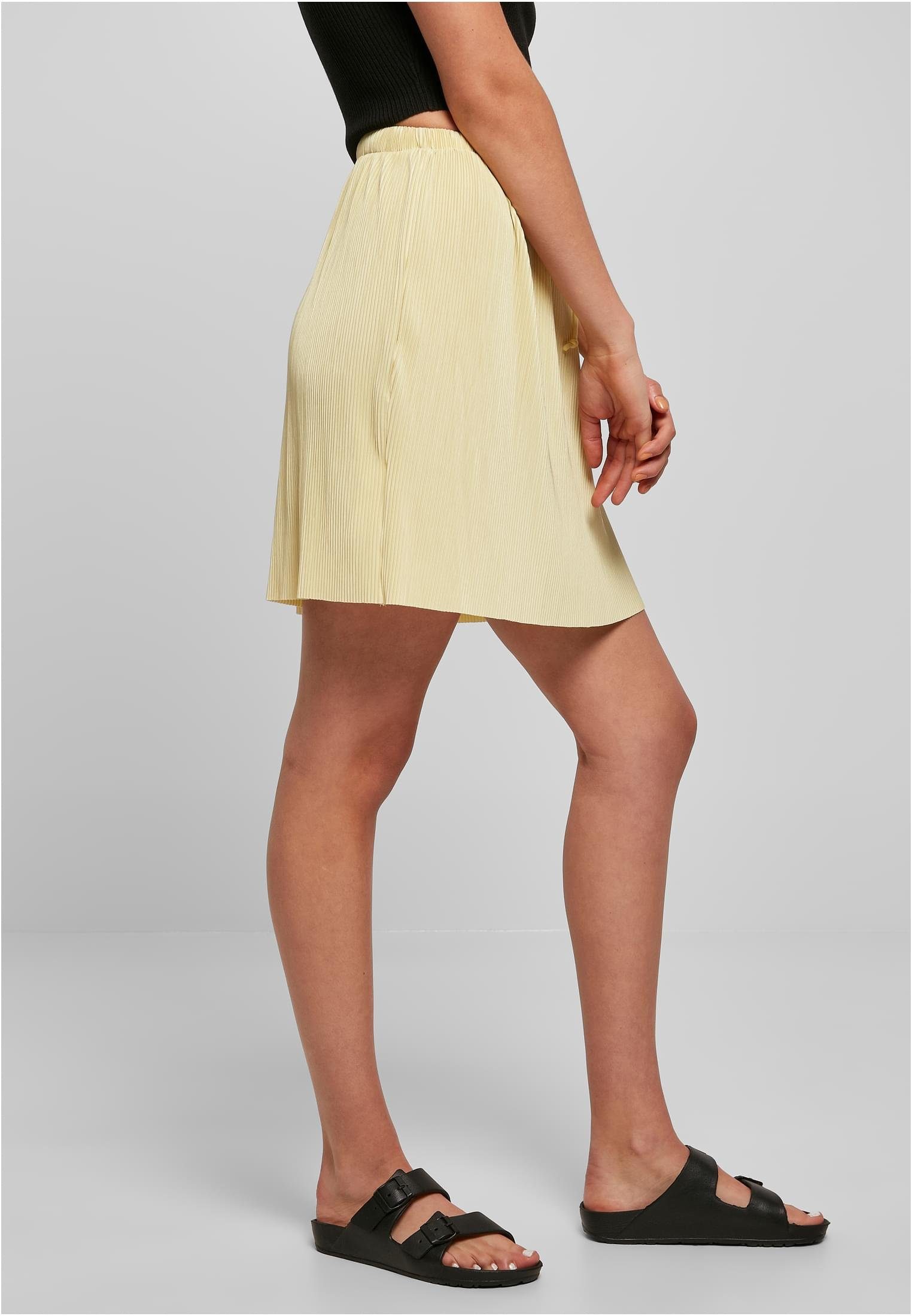 Skirt Mini Plisse URBAN CLASSICS Ladies Damen softyellow (1-tlg) Jerseyrock