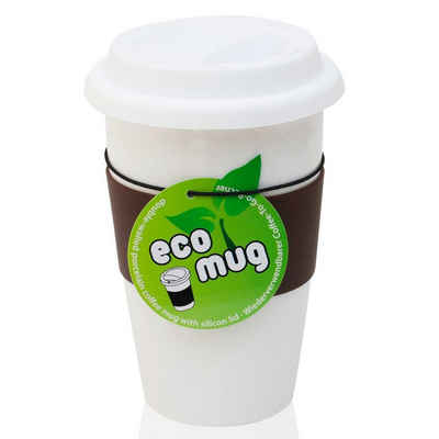Goods+Gadgets Thermobecher Doppelwandiger Kaffee-Becher, Eco Mug Isobecher aus Porzellan