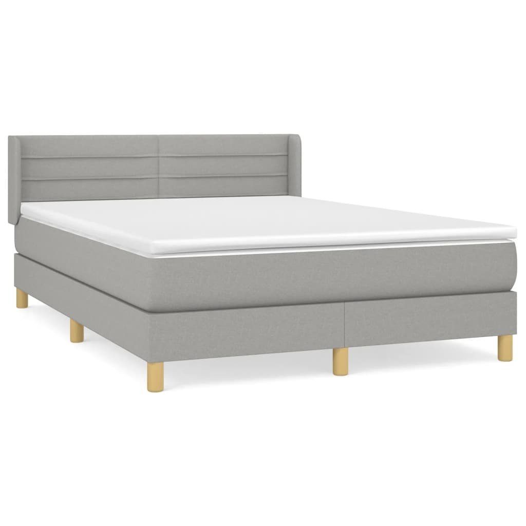 Bett Boxspringbett mit Matratze Hellgrau 140x190 cm Stoff