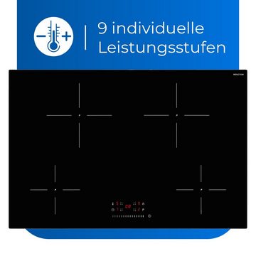 exquisit Induktions-Kochfeld, Kindersicherung, Slider-Touch-Control, Topferkennung