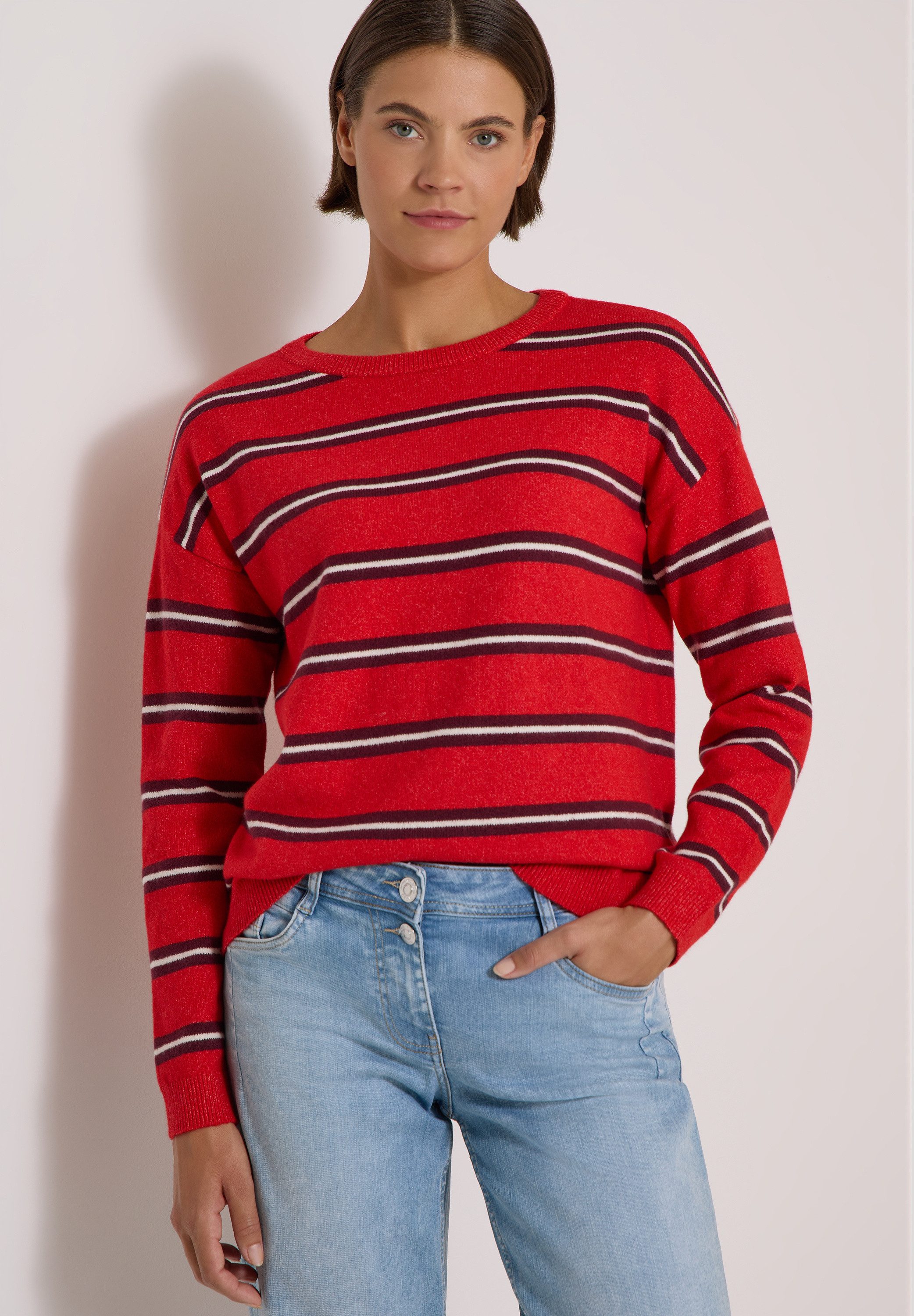 CECIL Streifenpullover aus softem Materialmix