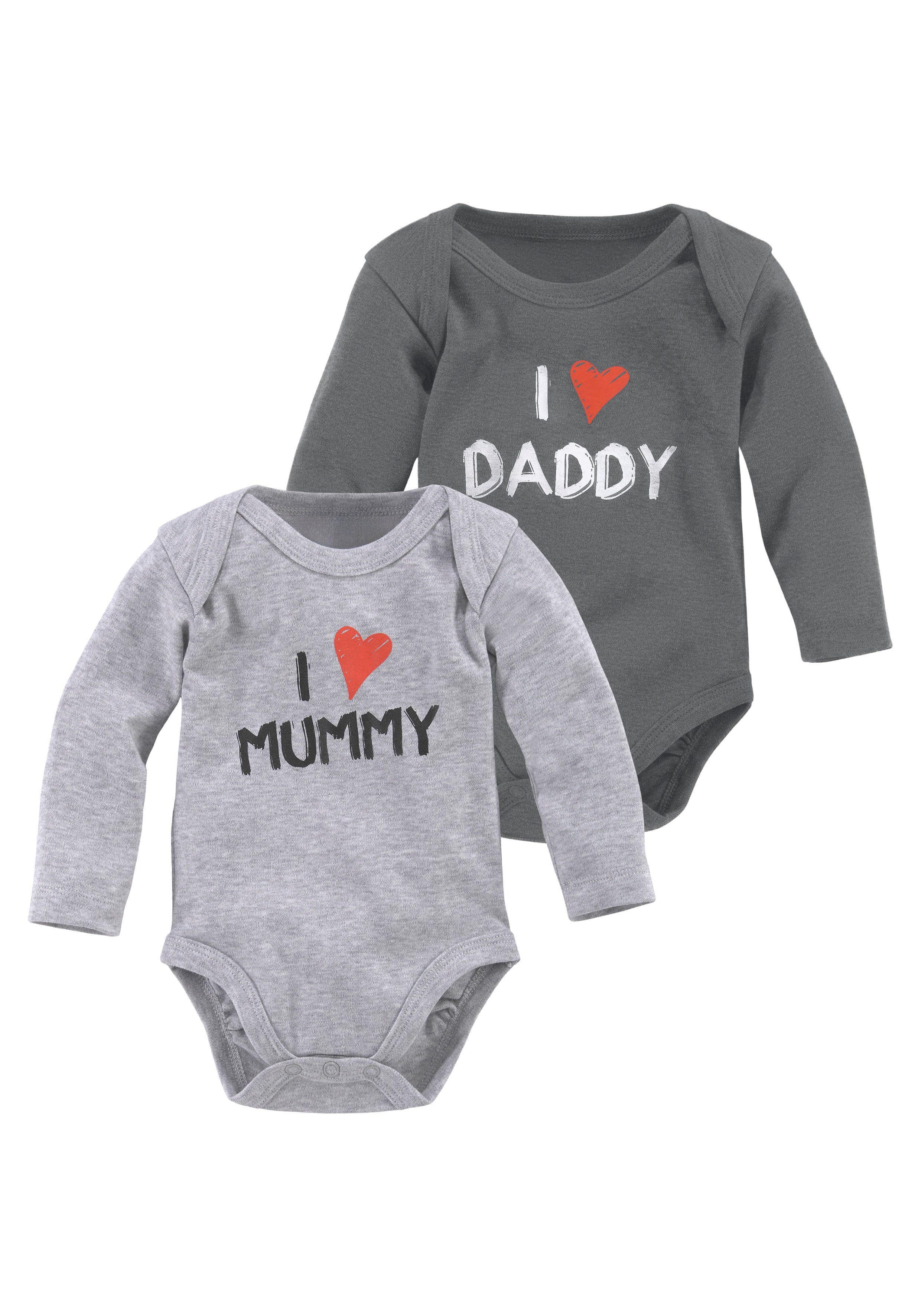 Langarmbody 2er Pack Baby-Bodies, Mummy & Daddy